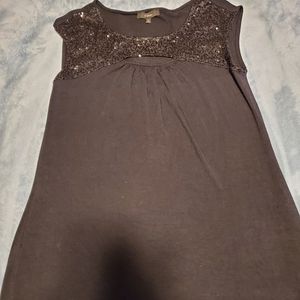 Express Black Sleeveless Shirt w/ Sequined Neck